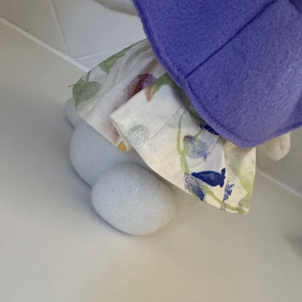 Vintage White Bunny with Purple Hat - Picture 4 of 5